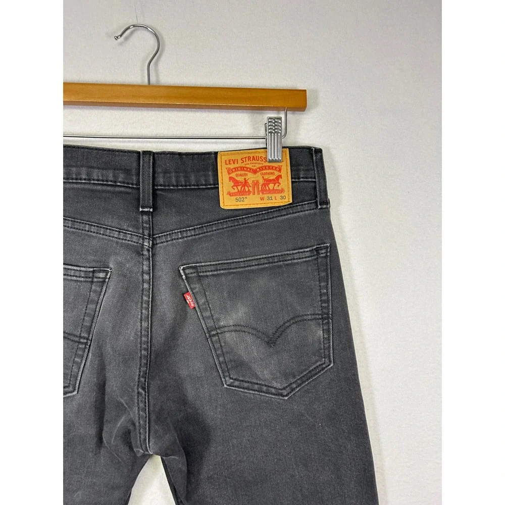 Streetwear Grunge‎ Levis Mens 31x30 Black 502 Regular Taper WaterLess Jeans